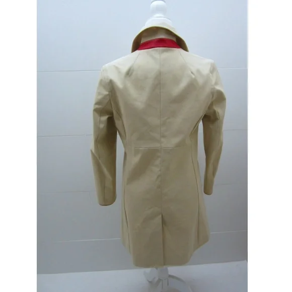 Coach Red Leather Trench Coat Sz S - Picture 4 of 11